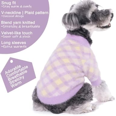 Algudbilt Dog Sweater - Winter Clothes for Small Dogs & Cats XXS XS, Knitwear Jacket, Stretchy Coats for Dogs Boy & Girl, Warm Deluxe Puppy Costume Outfit Pet Apparel (Violet, X-Small) - Image 3