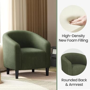 Yaheetech Barrel Chairs, Furry Accent Chairs, Sherpa Chairs with Soft Padded Armrest, Fuzzy Club Chairs for Living Room Bedroom Waiting Room Office, Accent Chairs Set of 2, Dark Green - Image 7