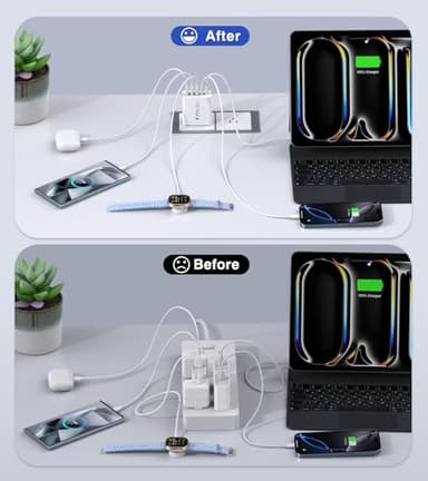 [2-Pack] USB C Wall Charger, 50W 5-Port PD Fast USB C Charging Block,2USB C+3USB A Multiport Plug,Type C Power Adapter Brick Cube for iPhone 16/15/14/13/12/Pro Max/XS,iPad,for Switch,Samsung,Ultra 2 - Image 6