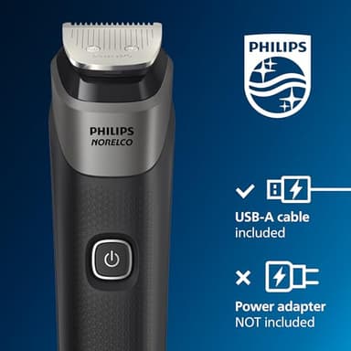 Philips Norelco Multigroom 5000 Series, All-in-One Trimmer, Beard Trimmer and Hair Clipper, 18-Piece Men's Grooming Kit for Beard, Face, Nose, Ear, Body, with Titanium Blades, Travel Pouch, MG5970/49 - Image 8