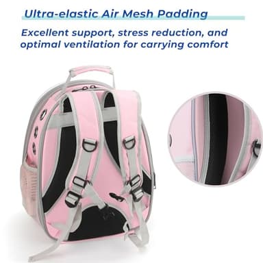 Lollimeow Cat Carrier Backpack, Bubble Expandable Backpack Carrier, Pets and Small Dogs,Airline-Approved, Designed for Travel, Hiking, Walking & Outdoor Use (Back Expandable-Pink) - Image 6