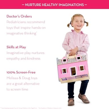 Melissa & Doug Fold and Go Wooden Dollhouse with 2 Dolls and Wooden Furniture,Multi,One Size - Image 3