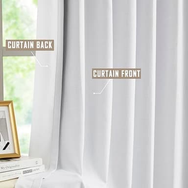 Kayne Studio White Full Blackout Linen Textured Pinch Pleated Curtains 102 inch Extra Long for Living Room,Thermal Insulating Pinch Pleated Drapes for Traverse Rod,40" x 102",9 Hooks,1 Panel - Image 5