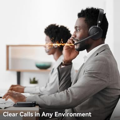 Dytole Wireless Headset with Mic for Work-Bluetooth 5.3 Headset with Noise Cancelling, Wireless Headsets with 65Hrs Battery & 10Min Fast Charge, Smart Dock with Digital Display for PC/Computer/Teams - Image 2