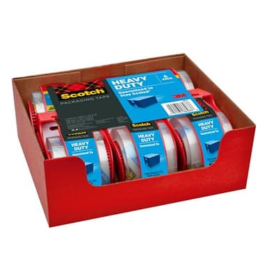 Scotch Heavy Duty Shipping Packing Tape, Clear, Packing Tape for Moving Boxes and Packaging Supplies, 1.88 in. x 22.2 yd., 6 Roll Dispensers, Moving Supplies - Image 4