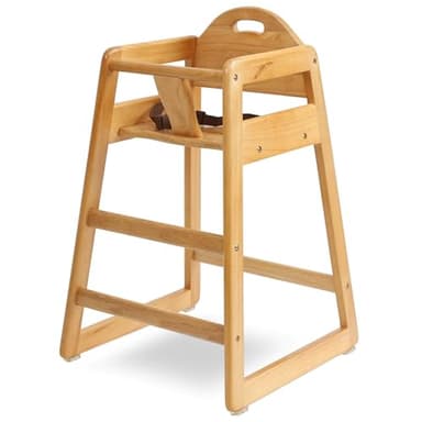 Wooden High Chair for Baby & Toddler – Restaurant-Style Stackable HighChair with Commercial Grade Solid Wood for Dining Table & Kitchen – Compact & Portable Design for Home & Restaurant Use -Natural - Image 1