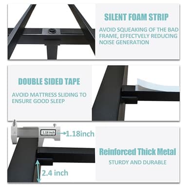 Yitong Angel 18 Inch Queen Bed Frame with Round Corner Edge Legs, 3500 lbs Heavy Duty Metal Platform Bed Frame Queen Size, Steel Slats Support/No Box Spring Needed/Noise Free/Non-Slip - Image 6