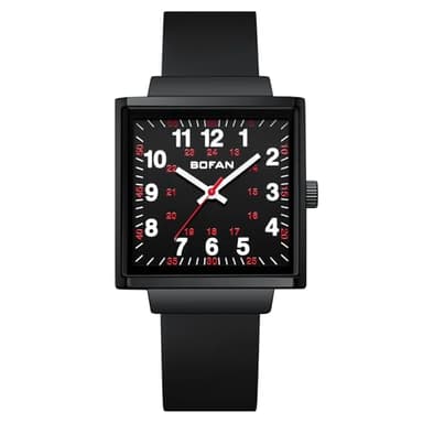 BOFAN Waterproof Nurse Watch for Medical Professionals,Students,Doctors with Easy to Read Square Black Dials,Second Hand and 24 Hours(Black-Black). - Image 1