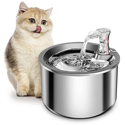 Homtyler Cat Water Fountain, Stainless Steel Inside Ultra-Quiet Pump, 2L/67oz Automatic Dog Dispenser Water Bowl, Multiple Pets Water Fountain - Image 1