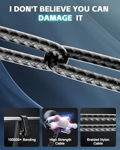 USB C Cable 1ft, 60W Type C Charger Fast Charging, Nylon Braided Right Angle USB-C Cable, 90 Degree C Cord Charger for iPhone 16/15 Pro Max, Apple MacBook Pro, iPad, Pixel, Samsung Etc. - Image 5