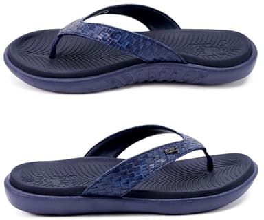 KuaiLu Flip Flops for Women Ladies Yoga Mat Comfortable Sport Walking Thong Sandal With Plantar Fasciitis Arch Support Slip-on Slides Indoor Outdoor For Summer Size 9 Dark Blue - Image 8