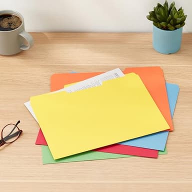 Amazon Basics File Folders with Tabs for Filing, AMZ401, Sturdy, Letter Size, Assorted Colors (100 Pack) - Image 6