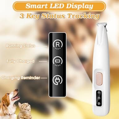 Palksky Dog Paw Trimmer, Upgraded 18mm-Blade Electric Dog Clippers for Groomming with Led Display, Waterproof Pet Micro Precision Trimmer, Rechargeable Hair Shaver for Paws, Ears, Face, Rump and Eyes - Image 7