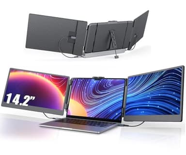 14'' Screen Extender Portable Laptop Plug-play, 1080P IPS Laptop Monitor Extender Built-in Speaker, HDMI/USB-A/Type-C Triple Monitor for 13''-17.3'' Laptops, Work with Mac, Windows, Chrome, Switch - Image 1