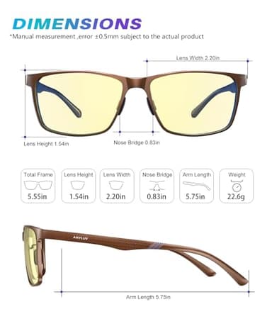 ANYLUV Blue Light Glasses Men/Women, Al-Mg Metal Computer Blue Light Blocking Glasses, Relieve Eyestrain and Eye Protection - Image 4