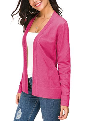 EXCHIC Women's Long Sleeve Open Front Cardigan Sweater Lightweight Casual Knit Sweaters (Rose, X-Large) - Image 4