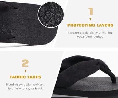 KuaiLu Flip Flops Women Arch Support Yoga Mat Comfortable Summer Beach Walking Thong Cushion Sandals Slip on Pool Outfits Travel Essentials Orthotic Slides Indoor Outdoor Slippers Shoes Black Size 8 - Image 5