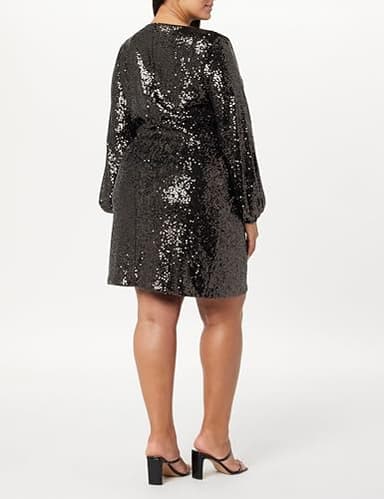 The Drop Women's Helena Sequin Wrap Dress Bronze, L - Image 6