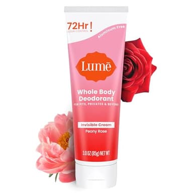 Lume Whole Body Deodorant - Invisible Cream Tube - 72 Hour Odor Control - Aluminum Free, Baking Soda Free, Skin Safe - 3.0 ounce (Peony Rose) - Image 1