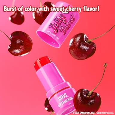 Lip Smacker Hello Kitty So Jelly Lip & Cheek Tint, Moisturizing Sheer & Buildable Color, Fun Bouncy Jelly Texture, Sweet Cherry Flavor - Cherry - Image 2