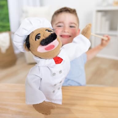 Melissa & Doug Chef Puppet (Al Dente) with Detachable Wooden Rod Pretend Play Chef Puppet Pepe - Image 8