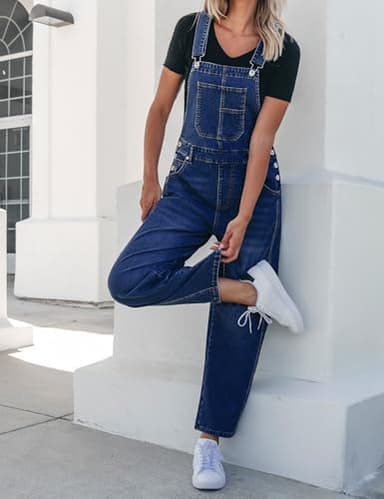 luvamia Overalls for Women Jean Overalls Women Loose Blue Jean Jumpsuit Travel Outfits Denim Overalls Jump Suit Classic Blue Medium Fits Size 8 / Size 10 - Image 8