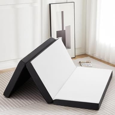 Sweetcrispy Tri-fold Memory Foam Mattress - 4 Inch Single Size Portable Bed Pad, Foldable Floor Mat, Collapsible and Washable Cover with CertiPUR-US Certified, for Travel & Camping & Yoga - Image 1