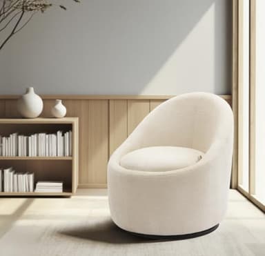 Swivel Barrel Accent Chair Set of 2, 360 with Hidden Storage, Modern Small Round Accent Chair for Living Room/Bedroom - Beige - Image 8