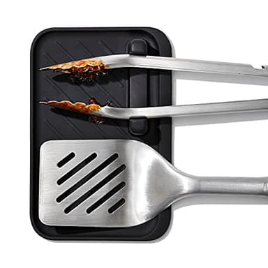 OXO Good Grips Grilling Tools, 3pc Set-Tongs, Turner Rest, Black - Image 12