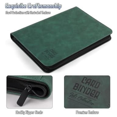 Trading Card Binder, Premium 9 Pocket Double Sided 540 Pocket PU Card Collection Binder, Collectible Trading Card Albums for MTG, TCG, Sport Card, Game Cards (Dark Green) - Image 2