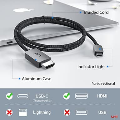 uni USB C to HDMI Cable, [4K, High-Speed] USB Type C to HDMI Cable for Home Office, [Thunderbolt 3/4 Compatible] with Chromebook, MacBook Pro/Air 2023, iPad Pro, iMac, XPS 17, S23-6FT - Image 6