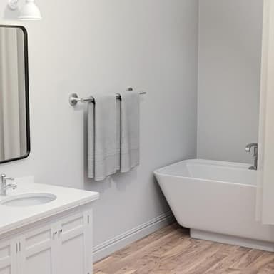 USHOWER Brushed Nickel Towel Bar, 24-Inch Towel Rack for Bathroom Wall Mounted, Thicken SUS304 Stainless Steel Towel Rod Modern Home Decor (Total Length 26-Inch) - Image 2