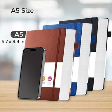 FOCUS DAY 3 Pack Journal Notebook, 320 Pages A5 Lined Notebook Journal Set for Work Writing, Hardcover Leather Bound Notebooks Bulk for Women Men Office School, 5.7'' X 8.4'', Multicolor - Image 6