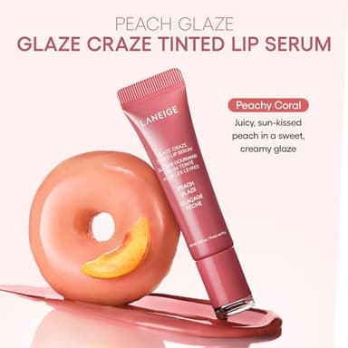 LANEIGE Glaze Craze Tinted Lip Serum for Hydrating, Glossy, Nourished Lips with Plumping Polypeptides, Peach Glaze - Image 7