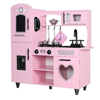 TaoHFE Play Kitchen, Pink Kids Kitchen Set for Girls Kitchen Set for Kids Ages 6-8 Gift Toddler Kitchen Set for Kid Age 3+ Kitchen Playset with Lights & Sounds Wooden Toy Kitchen Playset Gift - Image 9