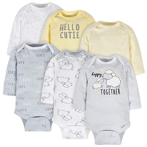 GerberUnisex Baby6 Pack Long-Sleeve Onesies BodysuitSheepPreemie - Image 1