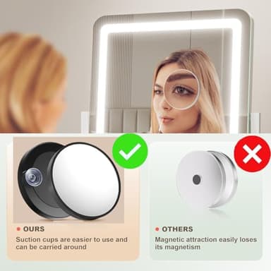 Lighted Makeup Mirror, Hollywood Vanity Mirror with Lights, Three Color Lighting Modes, and Detachable 10X Magnification Mirror, Smart Touch Control, 360°Rotation (15.2in. Gold) - Image 5