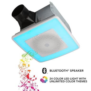 Broan-NuTone ChromaComfort Bathroom Exhaust Fan with Bluetooth Speaker, Powerful 110CFM/1.5 Sones, 24-color LED Light, SPK110RGBL, Wall Switch - Image 6