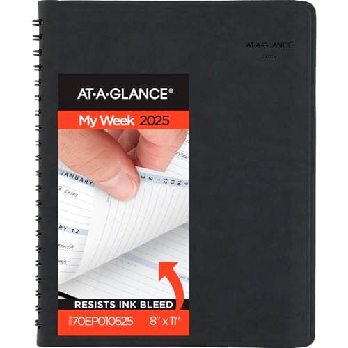 AT-A-GLANCE 2025 Appointment Book Planner, Weekly, 8" x 11", Large, The Action Planner, Black (70EP010525) - Image 1