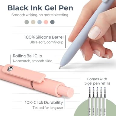 Nicpro 39 PCS Aesthetic School Supplies with Cute Pencil Case, 12 Color Pastel Highlighters, 5 Quick Dry Retractable Black Ink Pens, 6 Pastel Mechanical Pencil 0.5 & 0.7 mm for Student Stationary - Image 3
