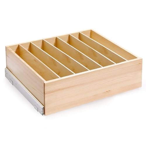 Mulush Pull Out Cabinet Organizer with Divider, 28''W×21''D×7''H Soft Close Wood Drawer for Kitchen Pantry, Finished, Heavy-Duty, Bottom Assembly (Wood Drawer Part Width is 27'') - Image 1