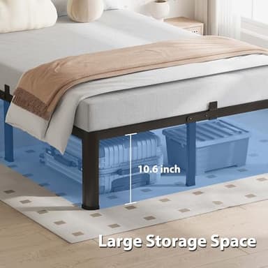 VIPSHOW 12 Inch Queen Bed Frame, 3500Lbs Heavy Duty Metal Platform with Round Corner Legs Mattress Slide Stopper, Steel Slat Support No Box Spring Needed, Noise Free, Non-Slip, Easy Assembly - Image 6