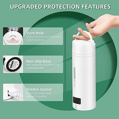 Travel Electric Kettle Portable Small Mini Tea Coffee Kettle Water Boiler, Water Heater with 4 Temperature Control,304 Stainless Steel with Auto Shut-Off & Boil Dry Protection, BPA-Free (White) - Image 6