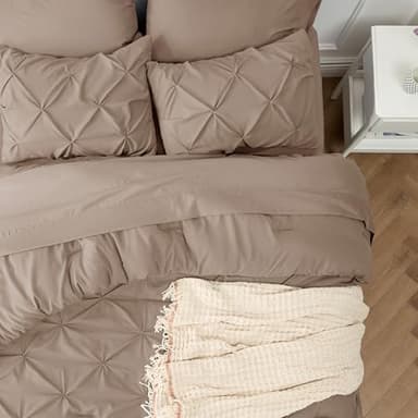 Bedsure Full Size Comforter Sets - Bedding Sets Full 7 Pieces, Pintuck Bed in a Bag Khaki Bed Set with Comforter, Sheets, Pillowcases & Shams - Image 4