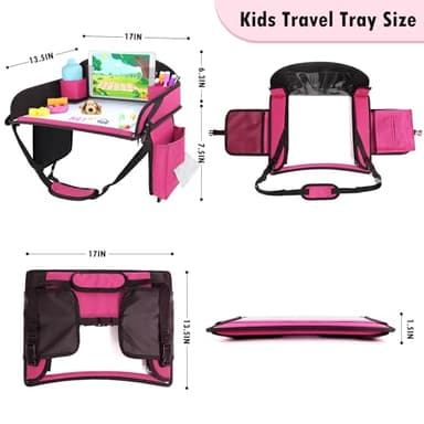 WENRENER Kids Travel Tray, Travel Tray For Kids Car Seat, Toddler Road Trip Essentials With Drawing Kit, Carseat Tray For Kids Travel, Travel Activities Road Trip Must Haves For Kids (Pink) - Image 6