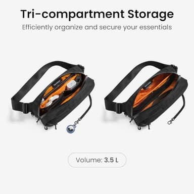 tomtoc 3.5L X-Pac Sling Bag with RFID Blocking, Crossbody Bag Minimalist Chest Shoulder Pack for Men/Women, Water-resistant Lightweight Casual Funny Pack for Travel/Daily Commute - Image 4