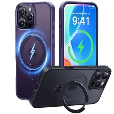 CASEKOO Designed for iPhone 16 Pro Case with Magnetic Invisible Stand [Military Drop Protection] [Compatible with MagSafe] Shockproof Slim Translucent Matte Case 6.3 Inch, Purple - Image 1
