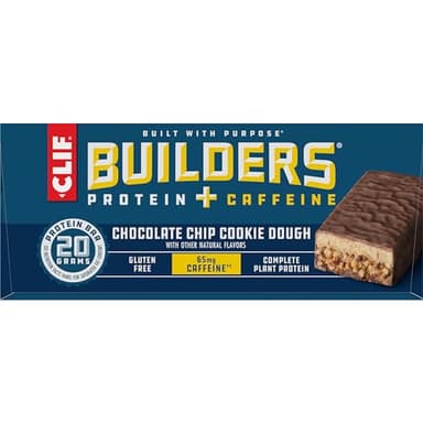 CLIF BUILDERS + Caffeine Protein Bars - Chocolate Chip Cookie Dough Flavor - 20g Plant Based Protein - Gluten Free - Non-GMO - Low Glycemic - No Artificial Sweeteners - 2.4 oz. (12 Pack) - Image 13
