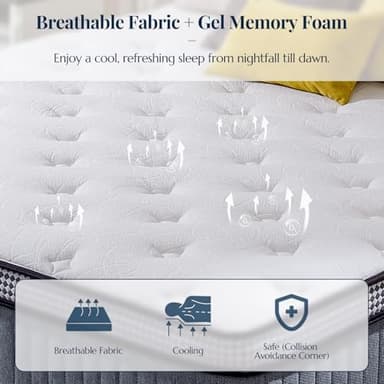 Twin Mattress, 10 Inch Twin Size Hybrid Mattress in a Box with Gel Memory Foam, Pocket Springs for Motion Isolation, Zoned Back & Lumbar Support, Medium Firm, CertiPUR-US Certified, 100-Night Trial - Image 4