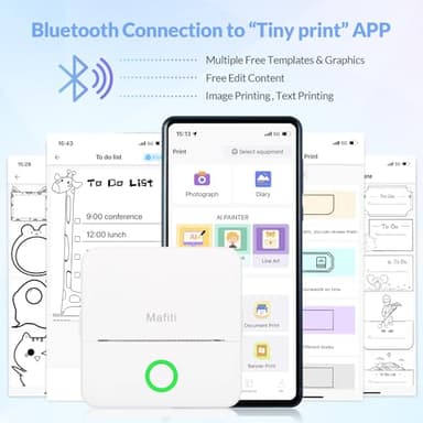 mafiti Thermal Pocket Printer Portable Inkless Bluetooth Mini Sticker Wireless Lable Printer Pictures Print for Scrapbook Journal Sticky Label with 6 Rolls Thermal Paper - Image 3